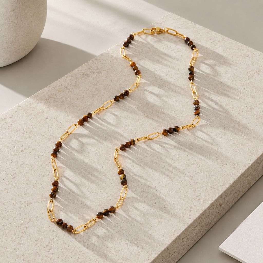 Collier en acier de titane pour l'oeil de Tigre