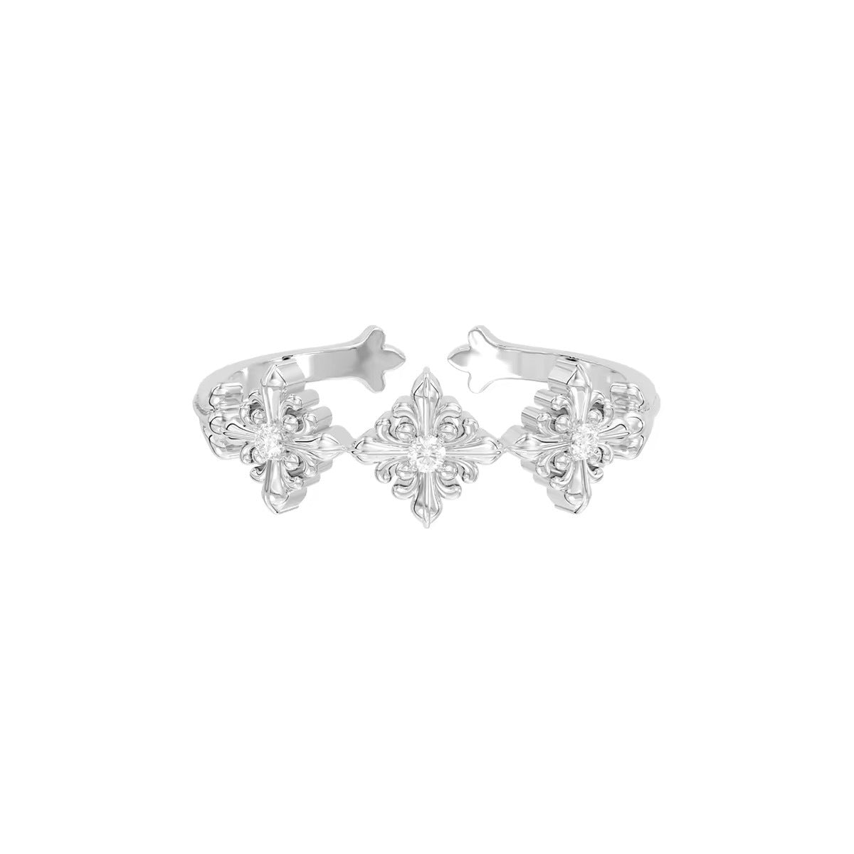 Trois lignes horizontales Bijoux Iris Fleur Anneau Lumière Titanium Dentelle Hollow Maillard Lumière