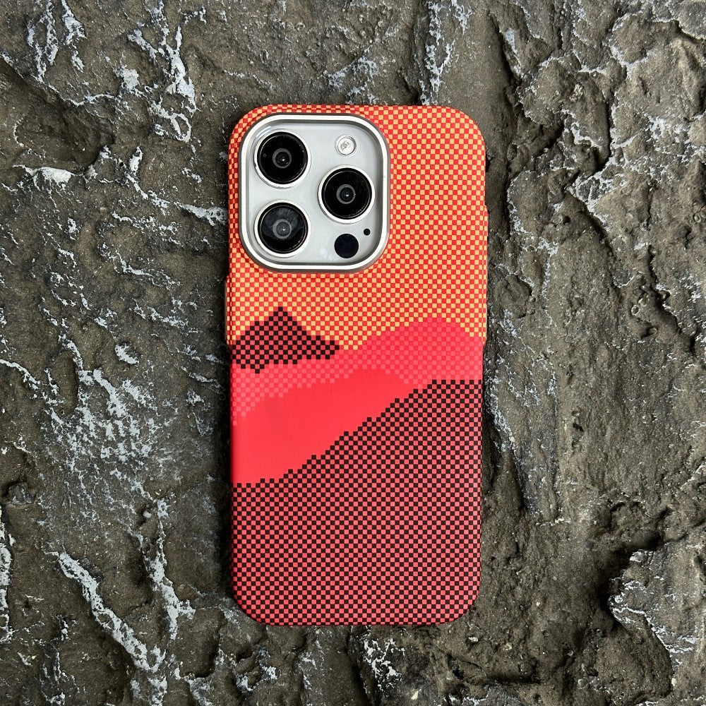 Case de téléphone Kevlar Carbon Fibre motif aspiration magnétique