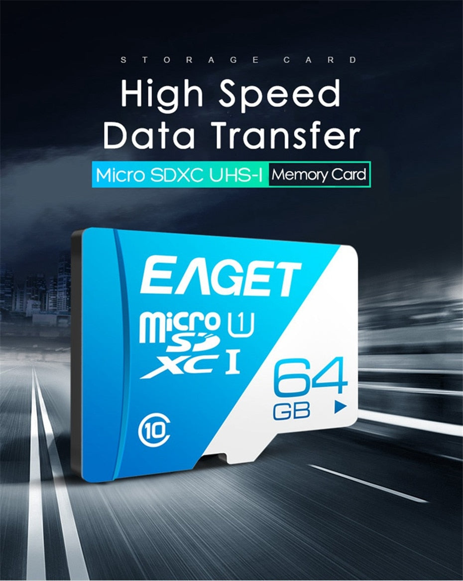 Carte micro SD EAGET T1 64GB 32GB 16GB Carte mémoire 128GB TF Classe10 UHS-I 80MB S Micro