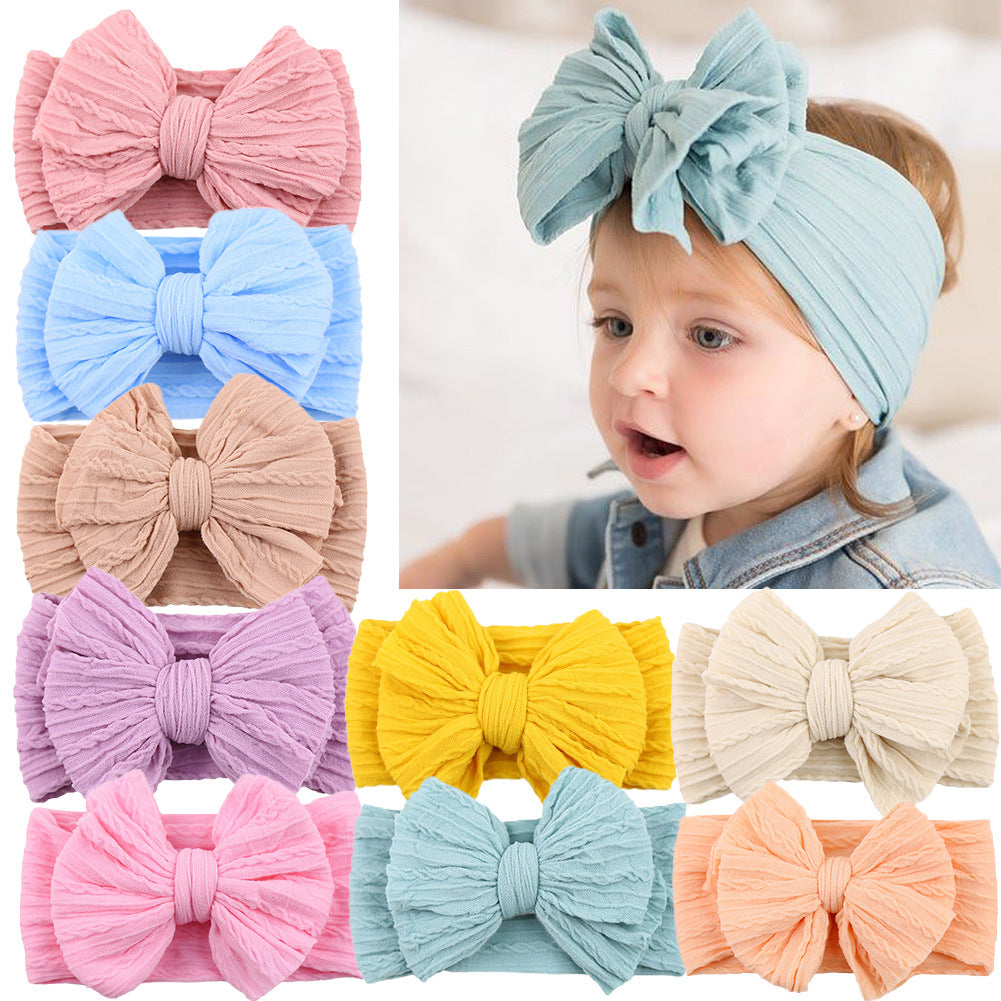 Bandes de tête de bébé faites à la main Soft Stretchy Nylon Bandes de cheveux avec arcs pour nouveau-né bébé T