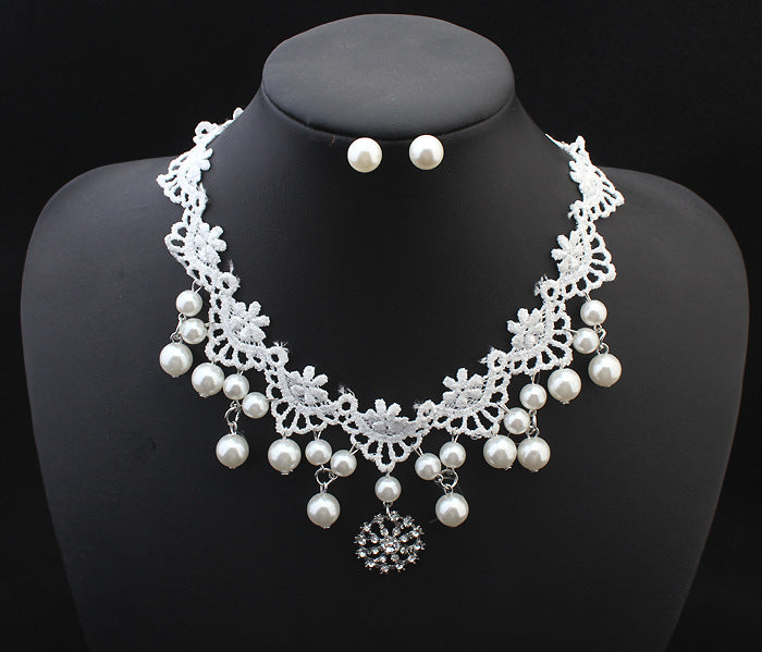 European mode élégant bijoux mariée mariage accessoires collier collier perle ensemble de