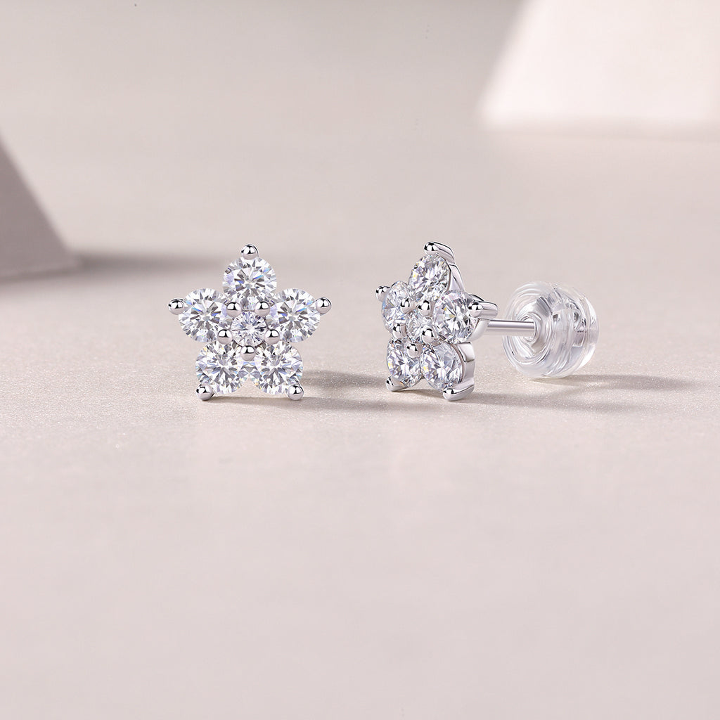 S925 Boucles d'oreilles Sterling Silver Flower Stud