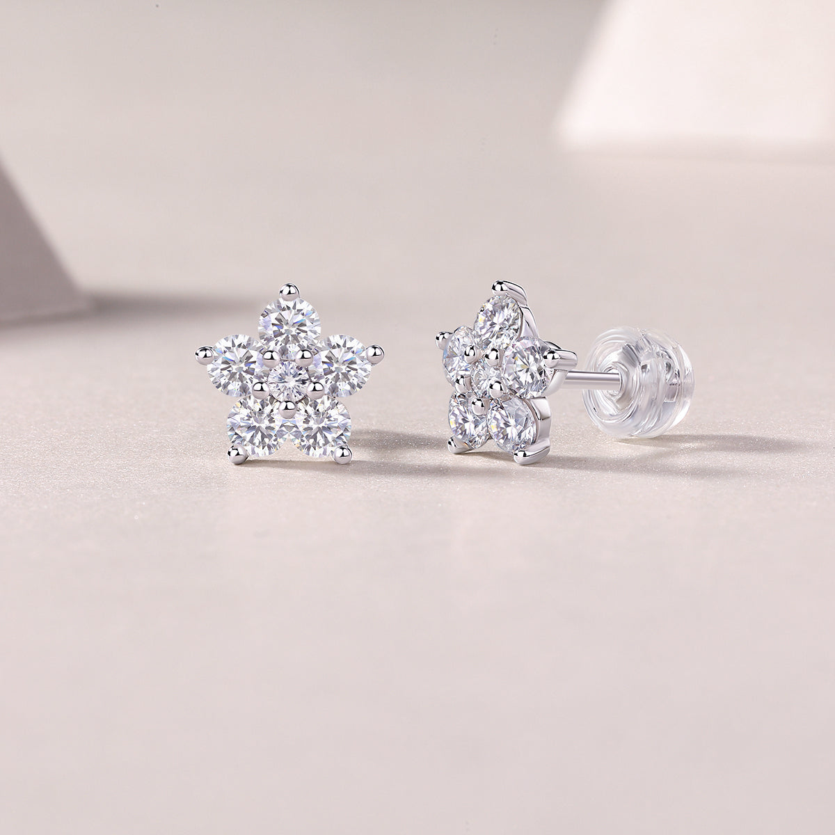 S925 Boucles d'oreilles Sterling Silver Flower Stud