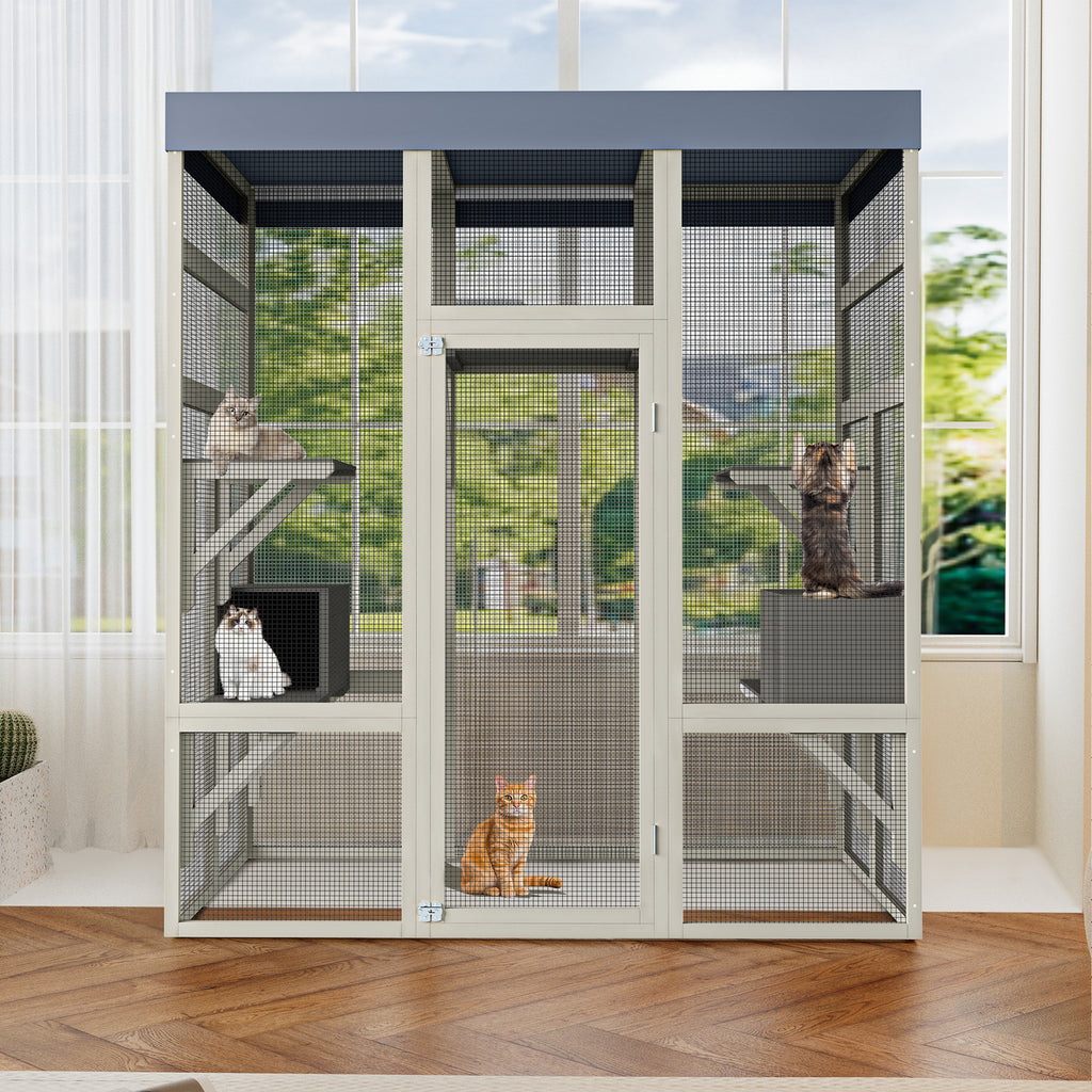 Catio en bois de 62.6" pour chats