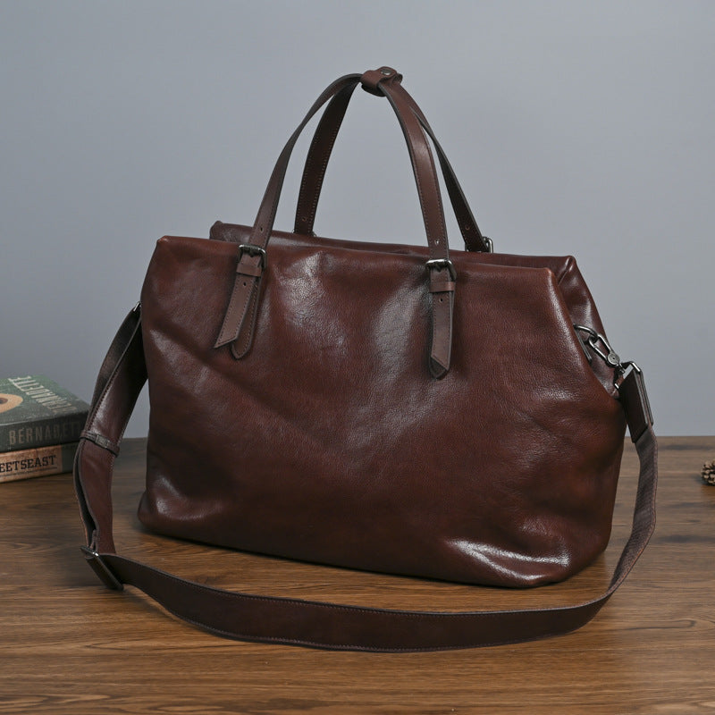 Sac à main en cuir retro breveté en cuir brillant