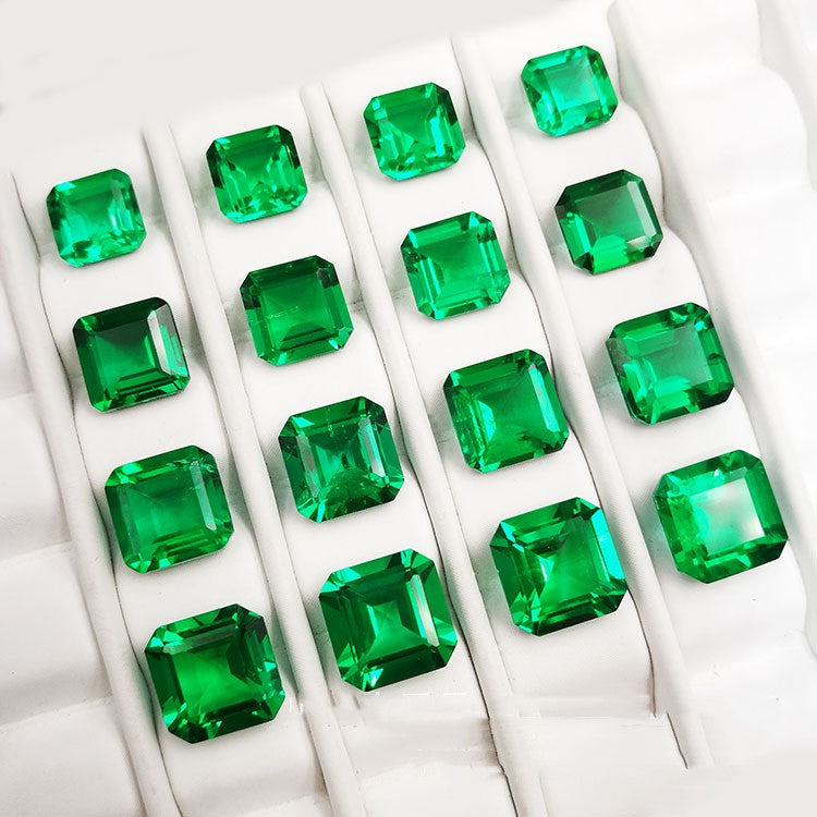 Émeraude synthétique Petite pierre de bare octagonale