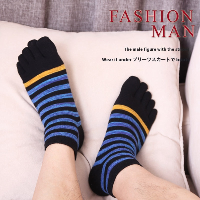 Chaussettes en coton à bout court à rayures de couleur mélangée