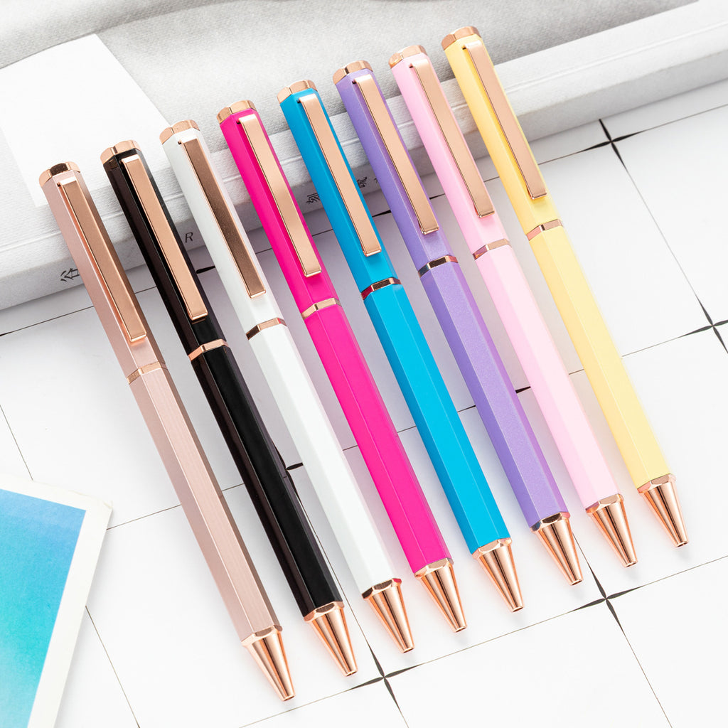 Stylo à rotule métallique simple à six angles