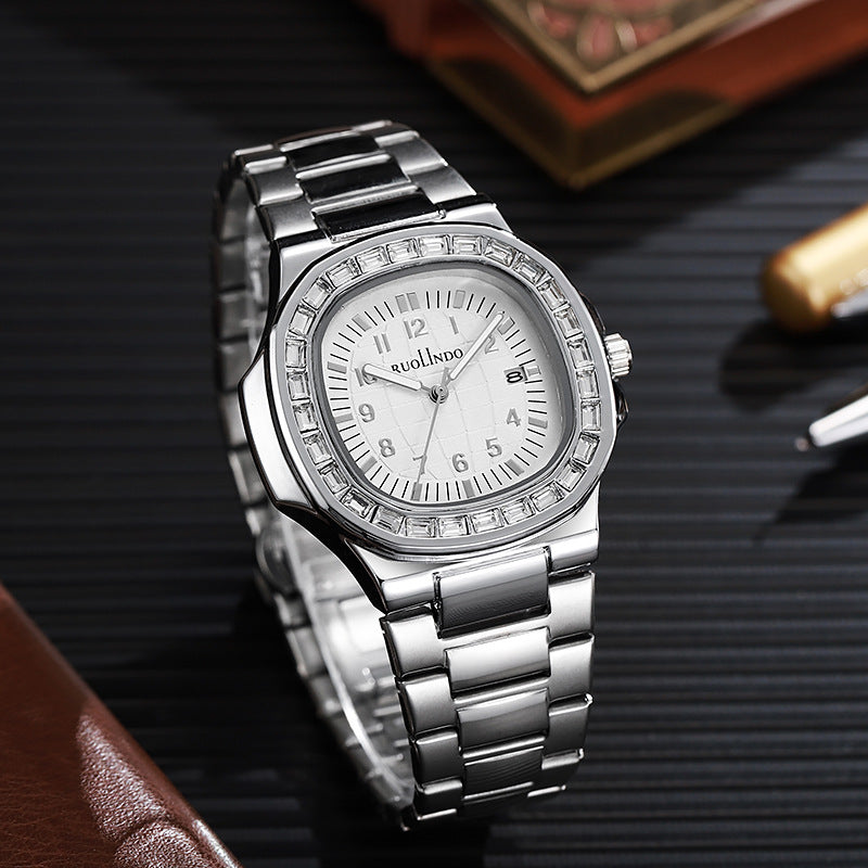 Double calendrier Avancé en acier inoxydable Lumineux hommes montre