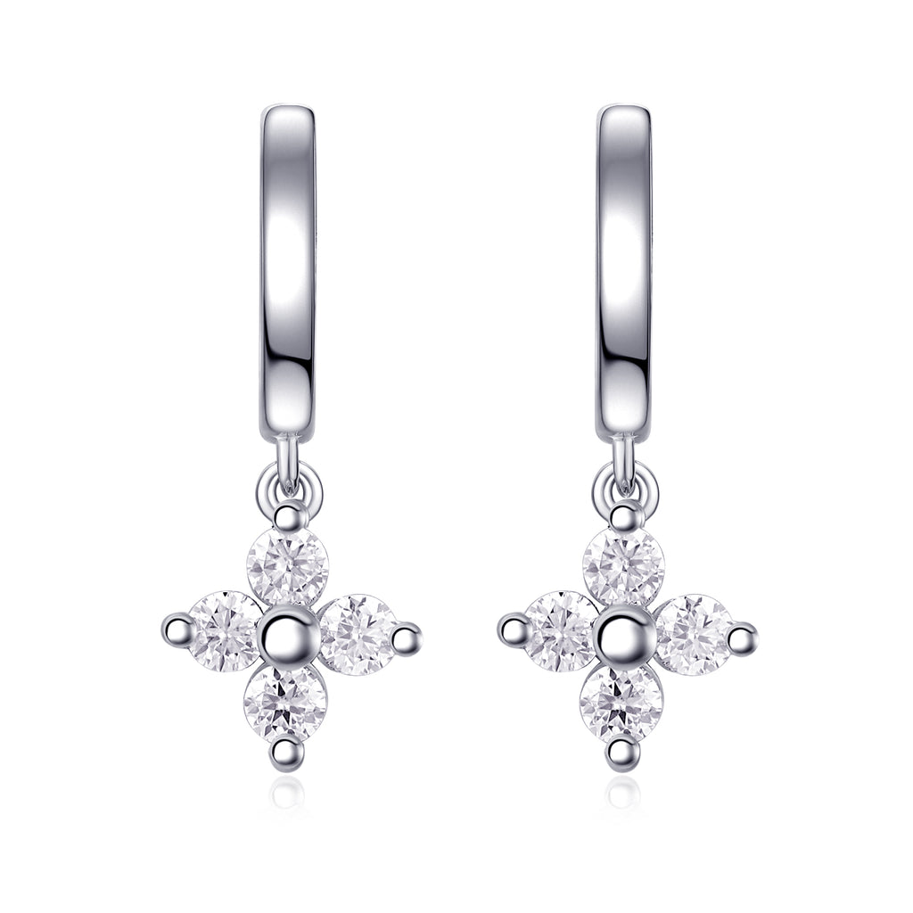 S925 Boucles d'oreilles de trèfle en argent sterling