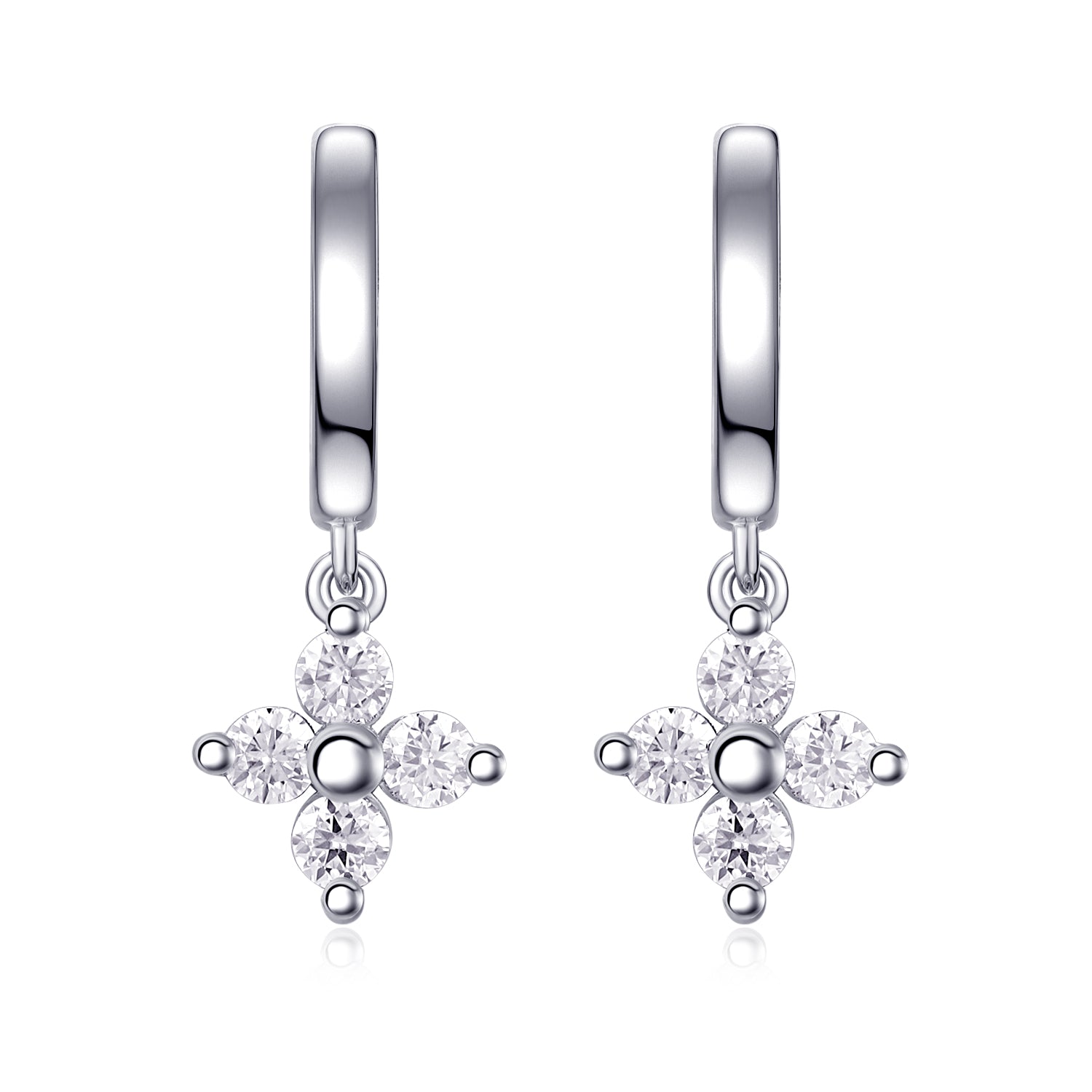 S925 Boucles d'oreilles de trèfle en argent sterling
