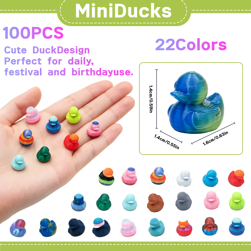100PCS Mini pièces décoratives canard Couleurs assorties pour l'artisanat et les affichages