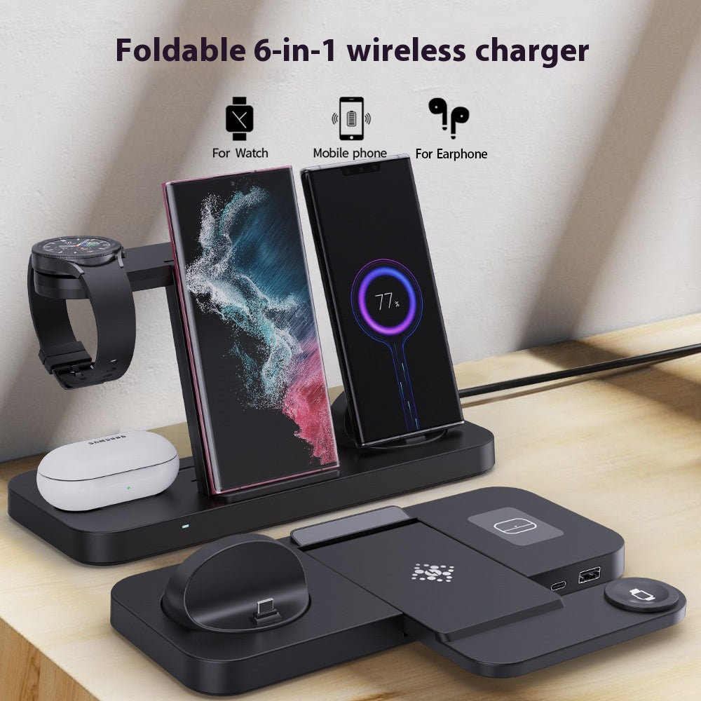 Stand de recharge sans fil pliant six en un