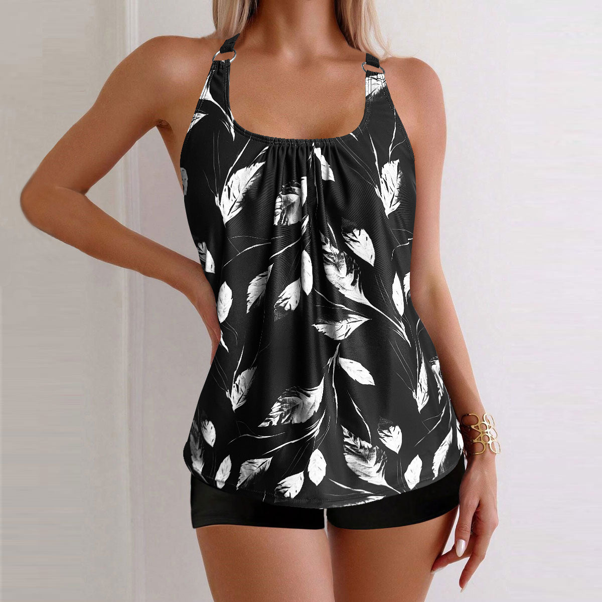 Maillot de bain retro floral à deux pièces de taille Plus