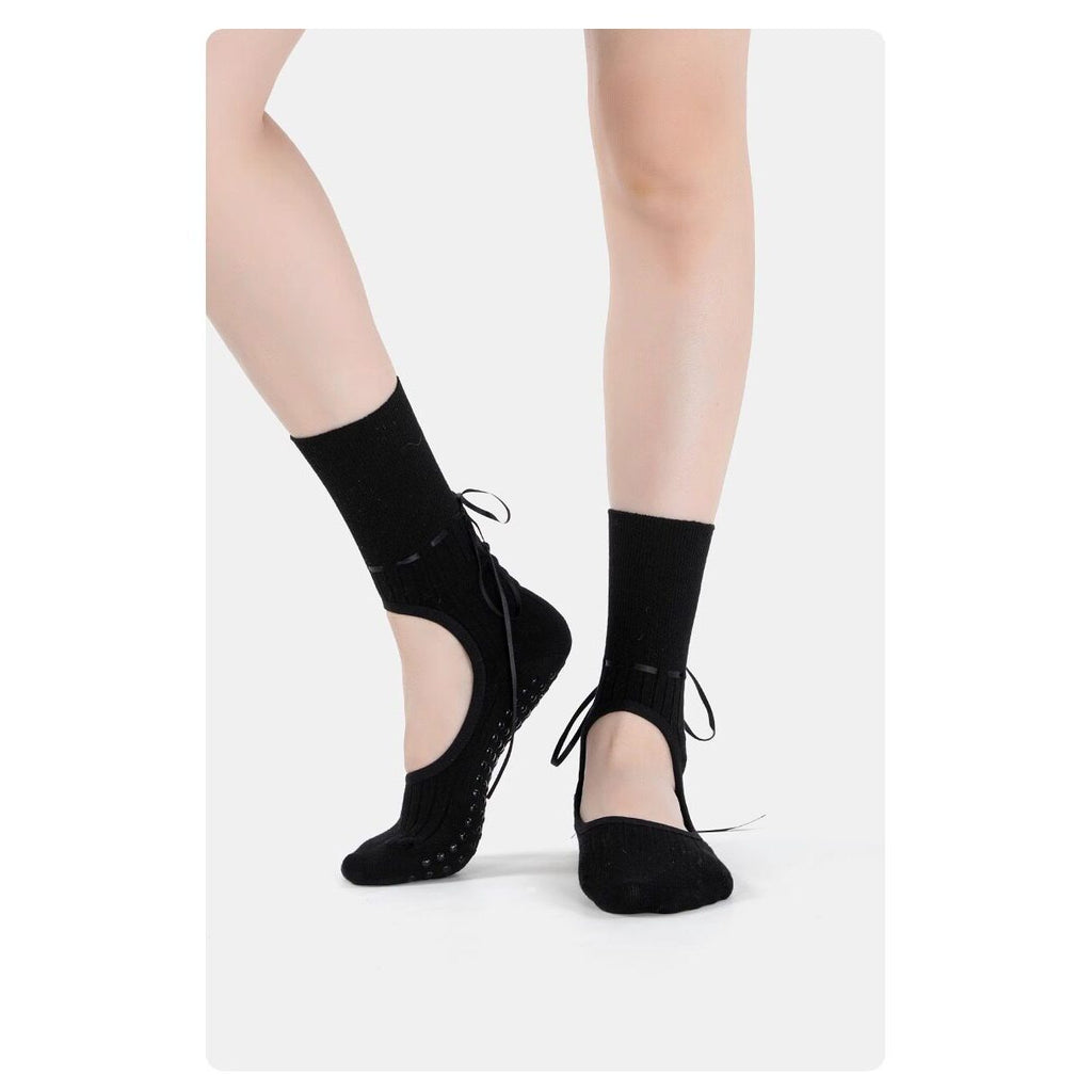 Chaussettes de yoga sans dos de style ballet avec semelles antidérapantes en silicone