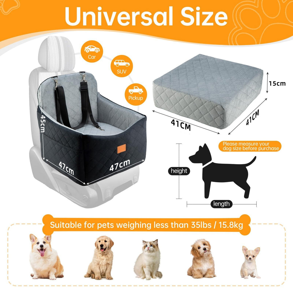 Lit de voiture pour animaux de compagnie pour petits et moyens chiens Coussin doux pour le siège arrière