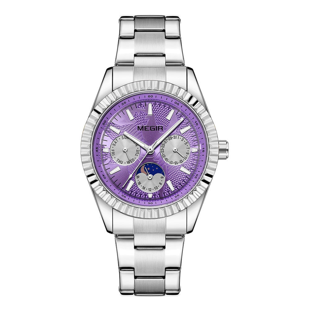 Lunar Phase Business Steel-Strap Waterproof Quartz Montre homme