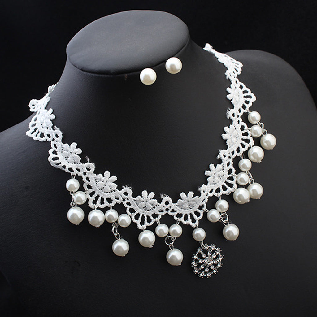 European mode élégant bijoux mariée mariage accessoires collier collier perle ensemble de