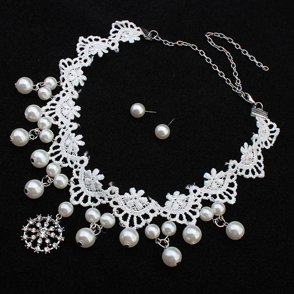 European mode élégant bijoux mariée mariage accessoires collier collier perle ensemble de