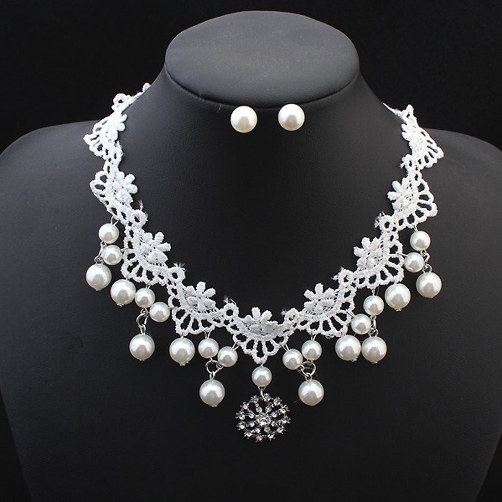 European mode élégant bijoux mariée mariage accessoires collier collier perle ensemble de