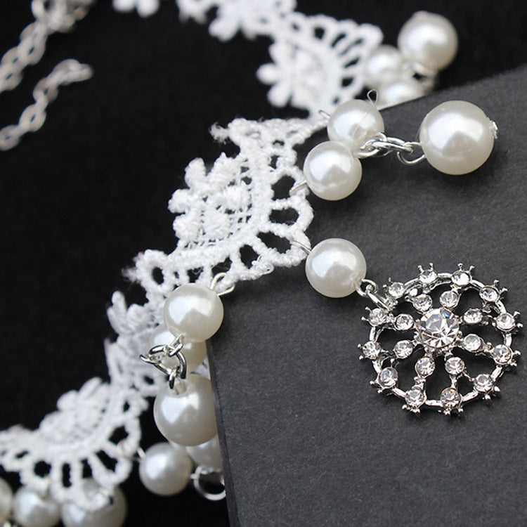 European mode élégant bijoux mariée mariage accessoires collier collier perle ensemble de