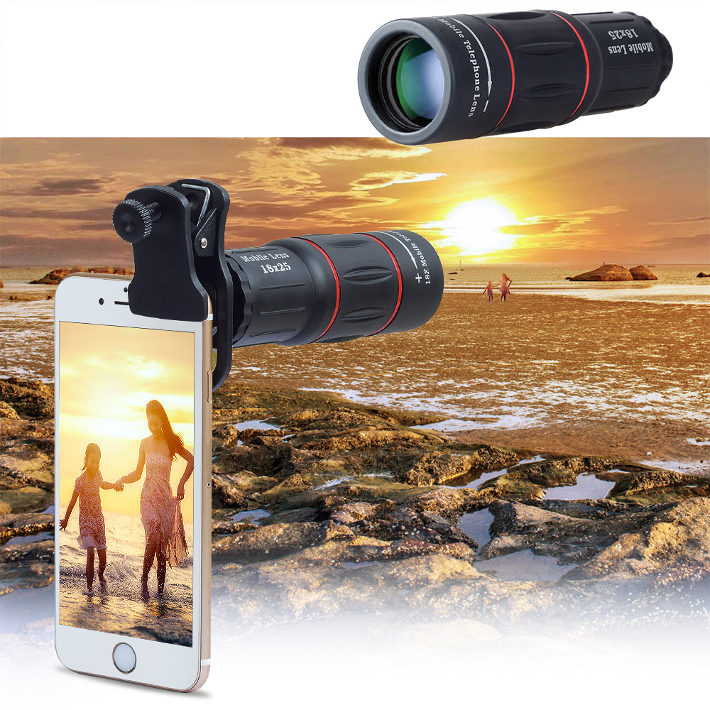 Compatible 18X Telescope Zoom Objectif mobile pourSamsung Smartphones Universal Clip Telefon Ca