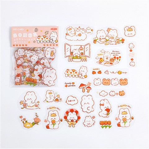 Stickers Animal Cartoon Bear Rabbit Lapin Journalier PET Imperméable
