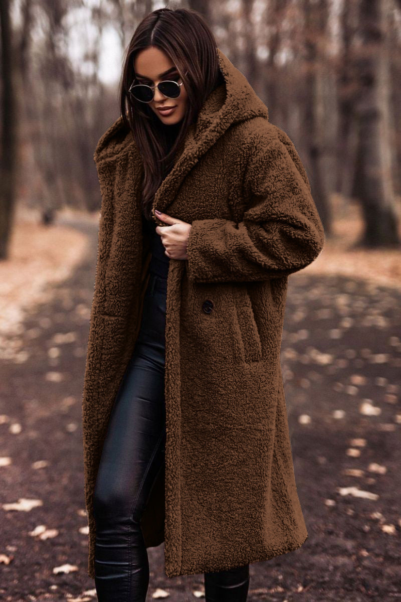 En-Stock Amazon Supply Automne et hiver Mode Long Solid Couleur Long-Sleeve Woolen Femmes