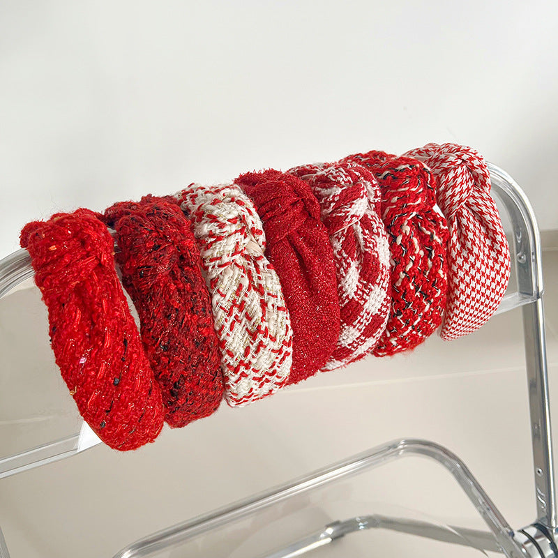 Série rouge de Noël large brim cheveux pression noeud dans le bandeau moyen