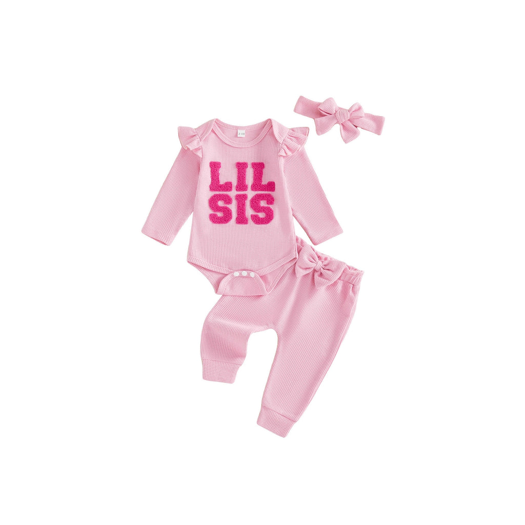 Set 3 pièces à capuche petite Sis Waffle-knit