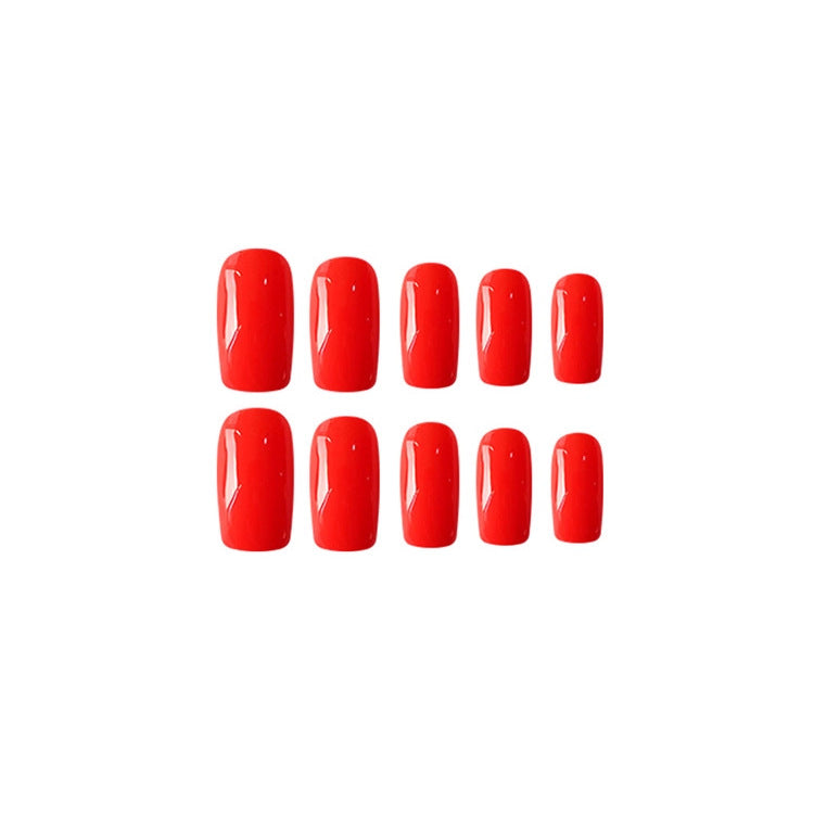 Set de manucure mode 24 pièces rouge fauché long carré Nail Pure Color Design