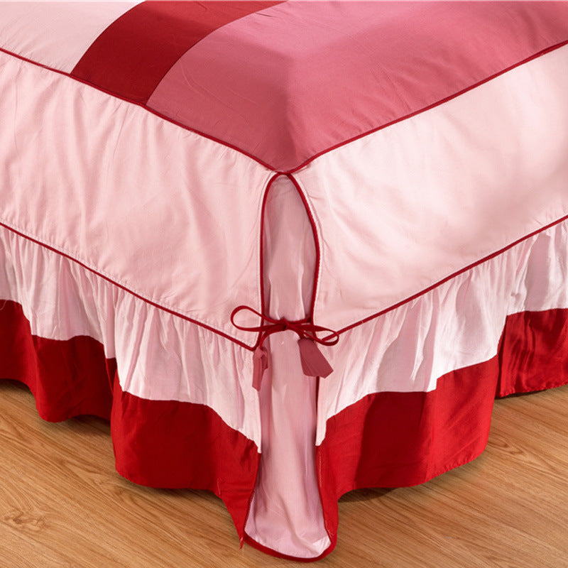 Ensemble de quatre jupes de lit en coton couleur solide