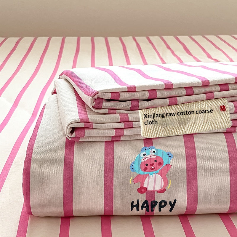 Feuille de lit brodée en coton de couleur enroulée