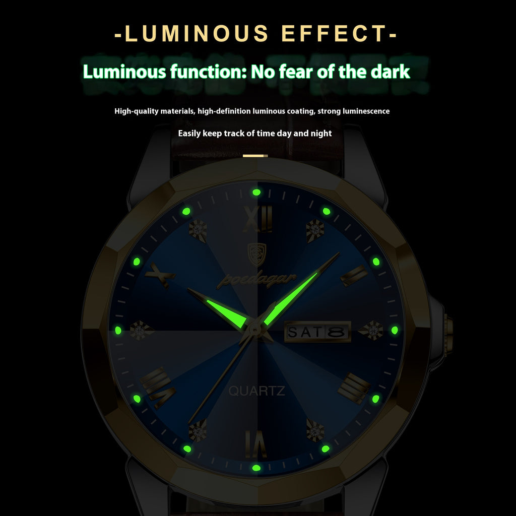 Ceinture style homme imperméable à l'eau Montre à quartz de mode lumineuse