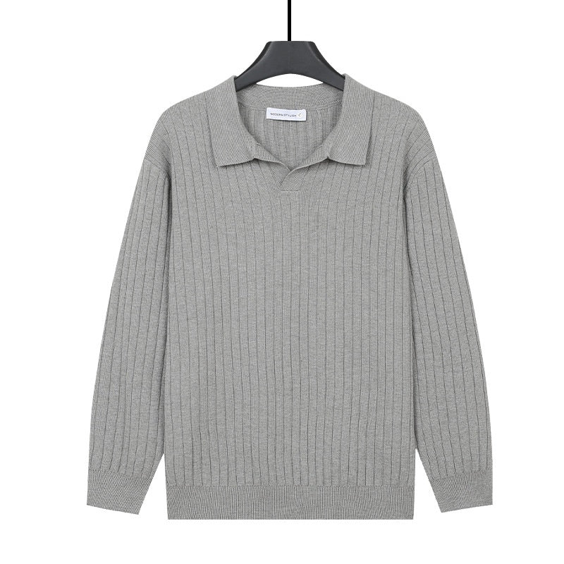 Chemise à manches longues à rayures pour hommes Polo