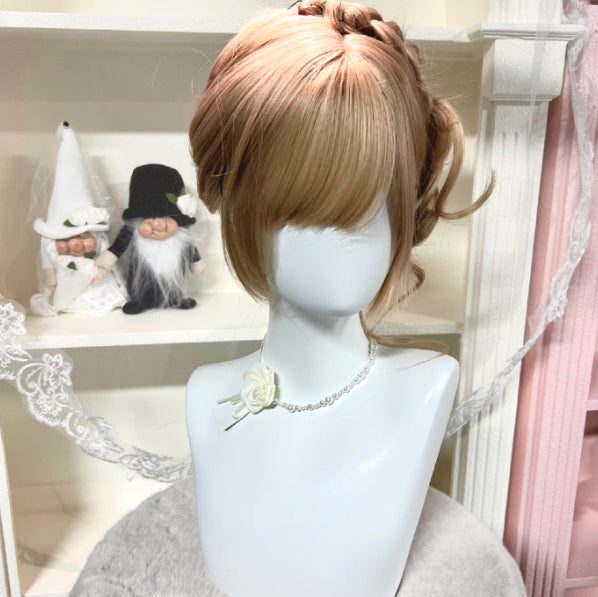 Perruque tressée personnalisée Style Sweet-girl Perruque pleine tête avec side-updo