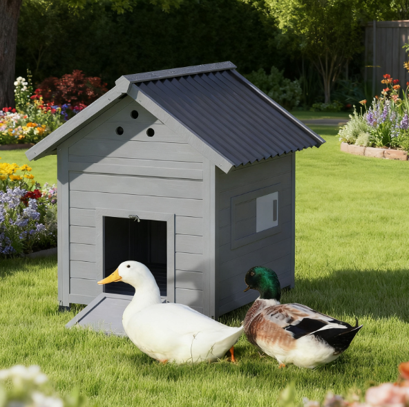 Maison pour animaux de compagnie en bois avec toit ouvrant et portes doubles