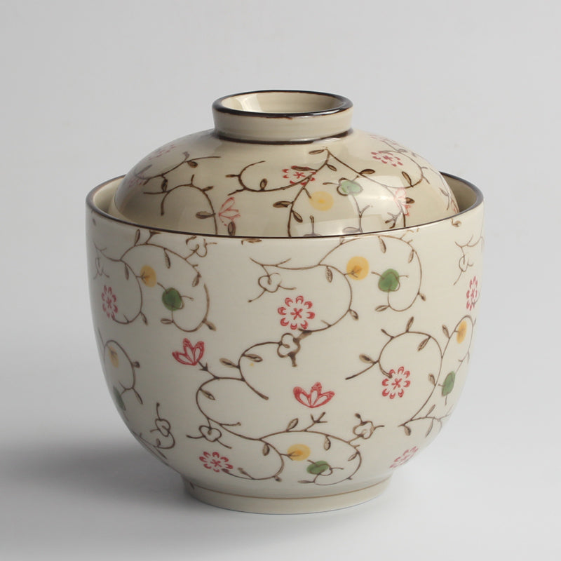 Bol de riz en céramique japonaise avec coupe de préservation de lard