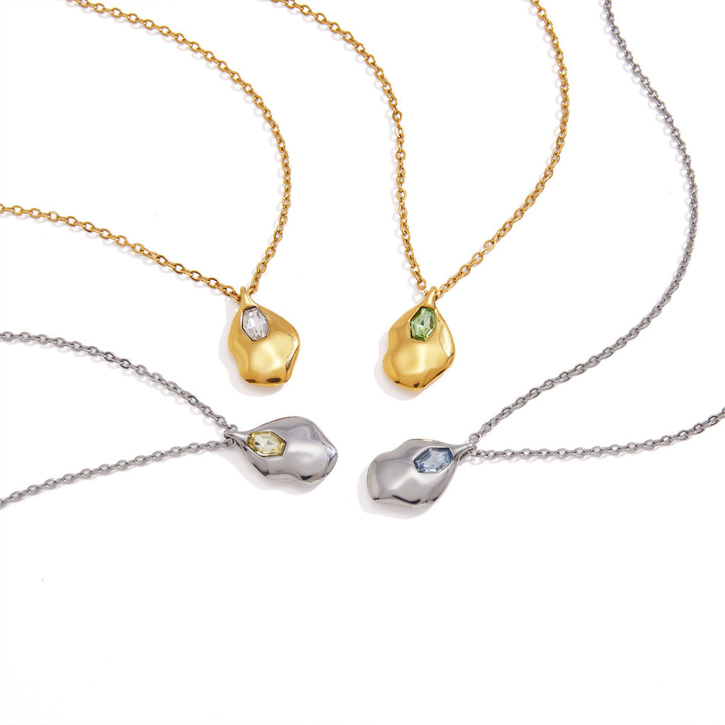 Collier en acier de titane Zircon coloré avec une sensation de luxe légère