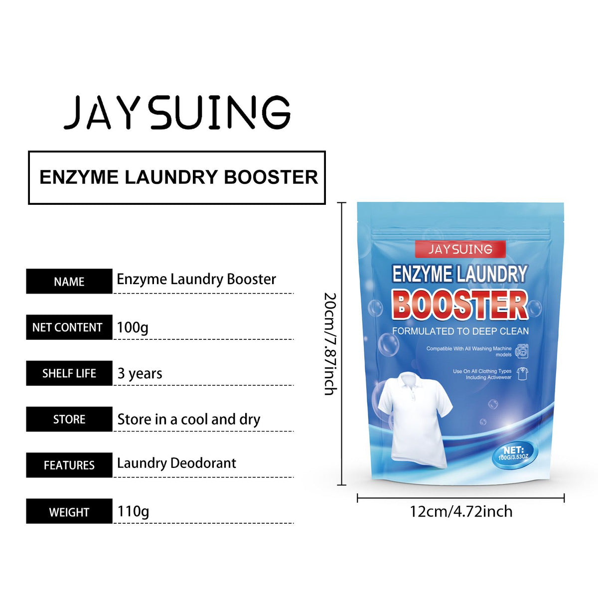 JAYSUING Enzyme booster de blanchisserie poudre