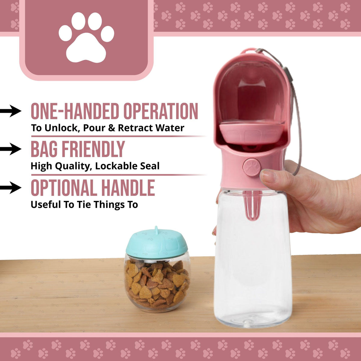 Bouteille d'eau portable pour chien de fuite avec distributeur d'eau pour animaux de voyage pour la marche et le salut