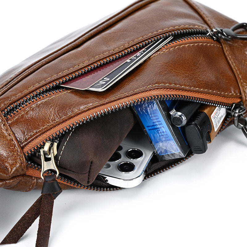 La mode créative cuir sac poitrine homme