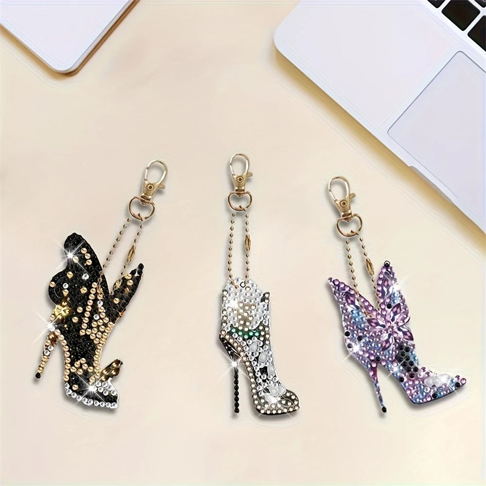 Porte-clés de peinture diamant bricolage - Talon haut