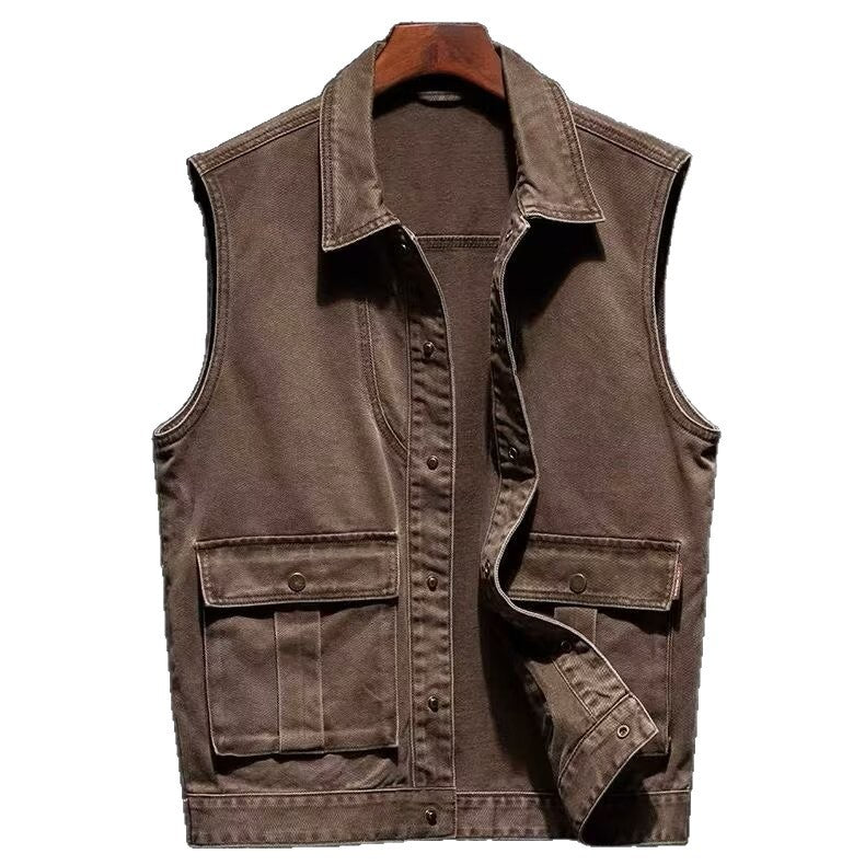 Hommes Outdoor Loose-fit American-style Vintage Vêtements de travail Vest Jacket