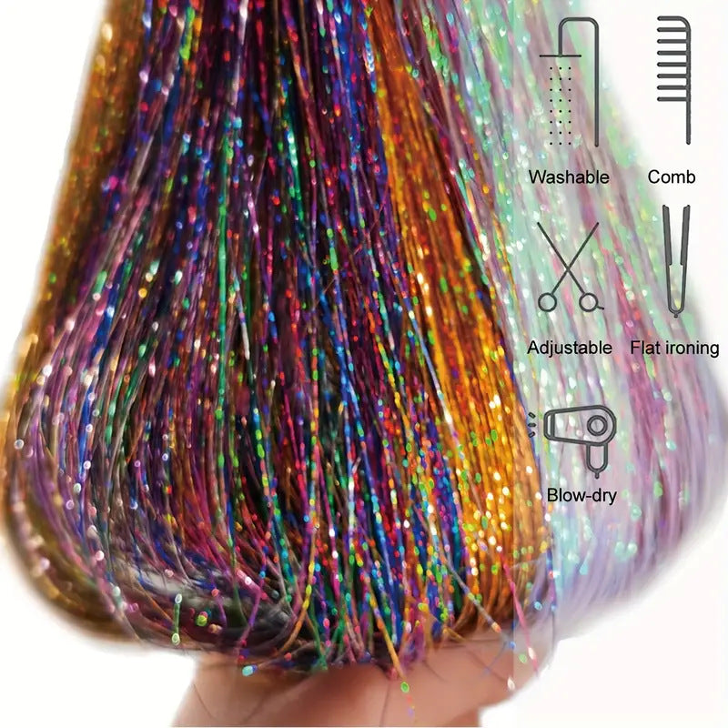Extensions de cheveux brillants sans couture fil laser