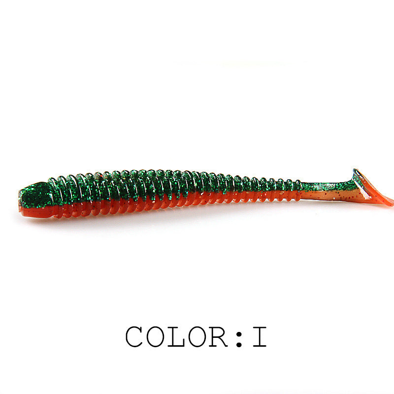 Luya Soft Fish Bait Thread T Tail Double Couleur avec sel