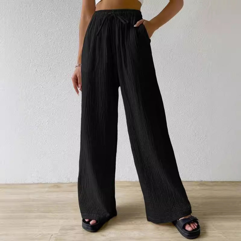 L'Europe et les États-Unis Amazon Fashion Women's Elegant Joker Elastic Casual Solid Col