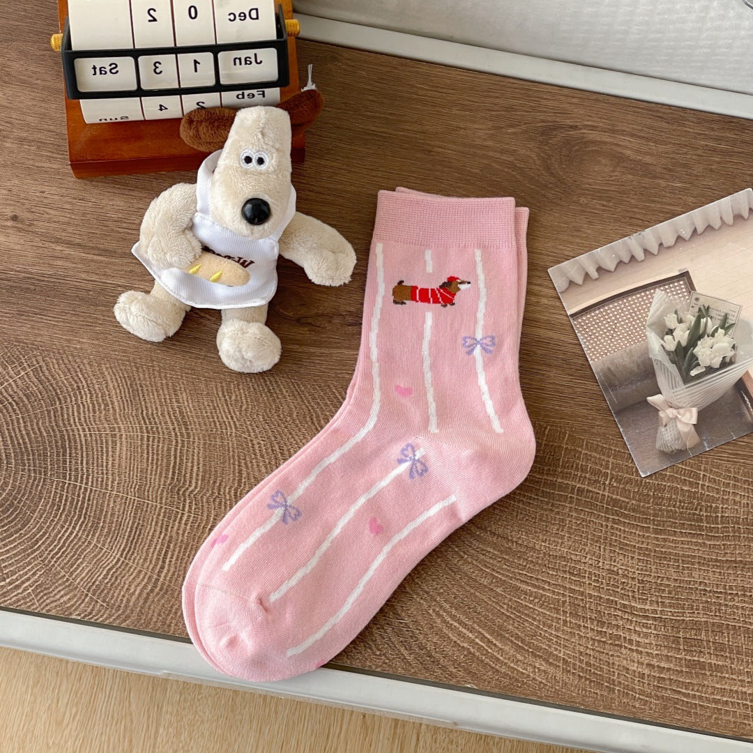 Chaussettes de dessin animé Dachshund pour femmes