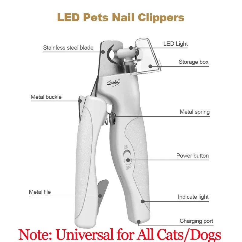 Clippers d'ongle de chien avec lumière pour chiens et chats - rechargeable